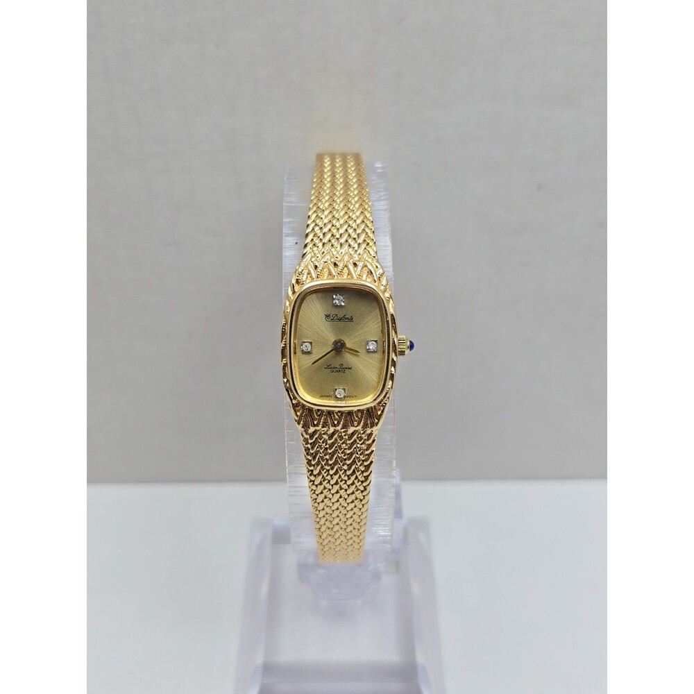Vintage Dufonte Lucien Piccard Diamond Gold Tone Ladies Quartz Watch New Battery